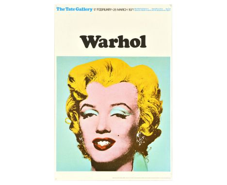 Original vintage art exhibition poster featuring a colourful iconic pop art image of Marilyn Monroe (1926-1962) by the notabl