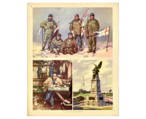 Original vintage educational poster from the Macmillan's History Pictures series - 1912 The Scott Antarctic Expedition - Artw