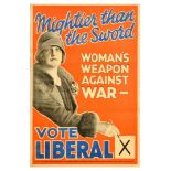 British Elections Poster Vote Liberal Party Woman's Weapon Against War