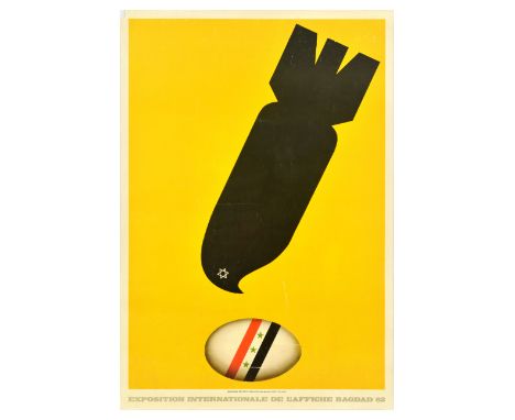 Original vintage poster advertising the International Poster Exhibition Baghdad 1982 - Design features the artwork of first p