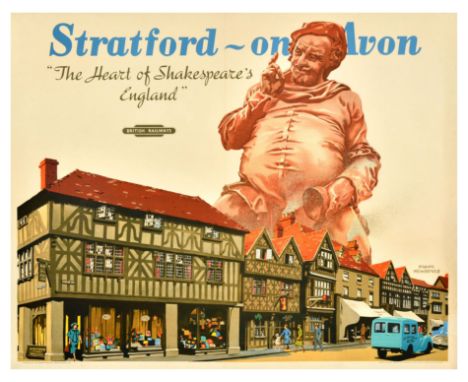 Original vintage travel poster for Stratford on Avon The Heart of Shakespeare's England by British Railways, featuring an ill