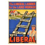 British Elections Poster Liberal Party Ladder Land Worker UK