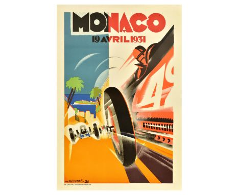 Official vintage reproduction poster for the 1931 2nd Monaco Grand Prix which took place on 19 April - Bold Art Deco design b