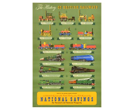 Original vintage poster issued by the National Savings Movement and dedicated to the pioneers of the British Railways from 18