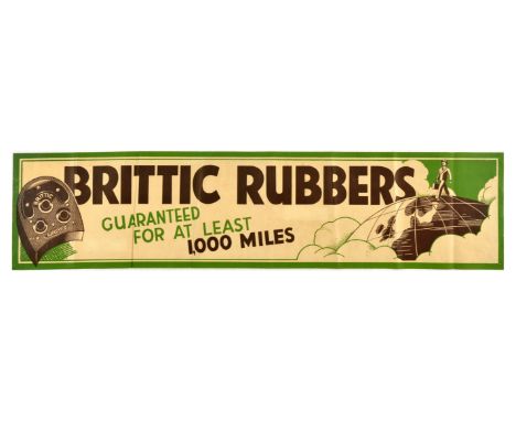 Original vintage advertising poster for Brittic Rubbers - Guaranteed for at least 1000 miles - Design features a businessman 