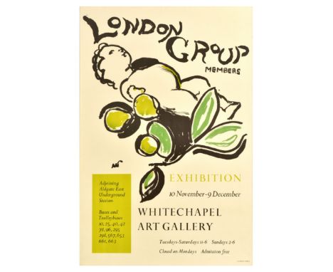 Original vintage advertising poster for the London Group Members Exhibition at the Whitechapel Art Gallery from 10 November t