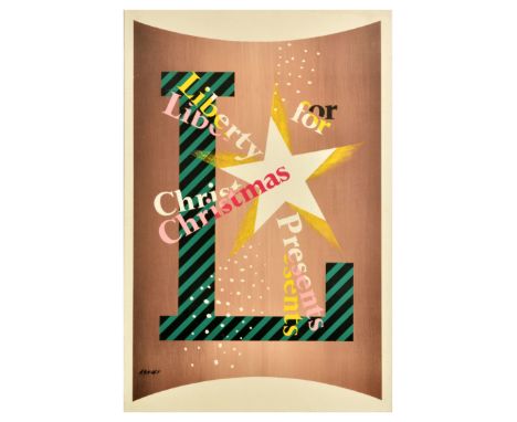 Original vintage advertising poster for a luxury department store - Liberty for Christmas Presents - featuring artwork by the