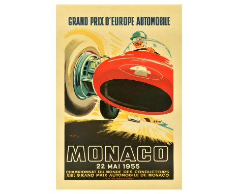 Official vintage reproduction poster for the 1955 Monaco Grand Prix which took place on 22 May - Bold midcentury design by Ja