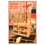 British Elections Poster Vote Liberal Party Keep Free Trade UK