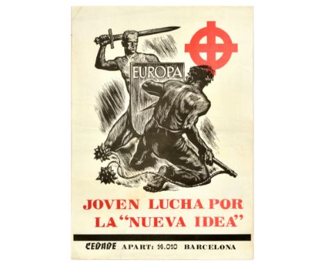 Original vintage propaganda poster - Young man fights for the "New Idea" / Joven Lucha Por La "Nueva Idea" Issued by CEDADE (