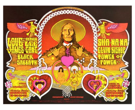 Original vintage music concert advertising poster Bill Graham presents in San Francisco Love with Arthur Lee, James Gang, Bla