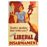 British Elections Poster Vote Liberal Party For Disarmament UK