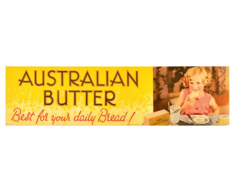Original vintage advertising poster for Australian Butter - Best for your daily bread! - Design features a photograph of a yo