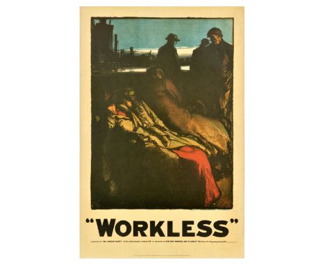 Set of 2 vintage reproduction British political election propaganda poster issued by the Labour Party.  1. Workless - depicti