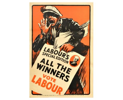 Original vintage political propaganda poster for the 1929 United Kingdom general election - Labour's special edition - All th