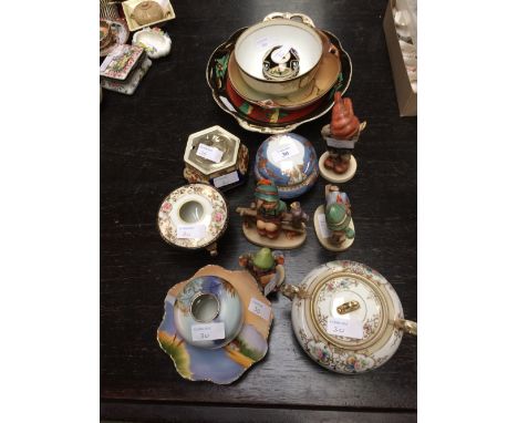 Small collection of Noritake bowls and containers & 4 Goebel figurines 