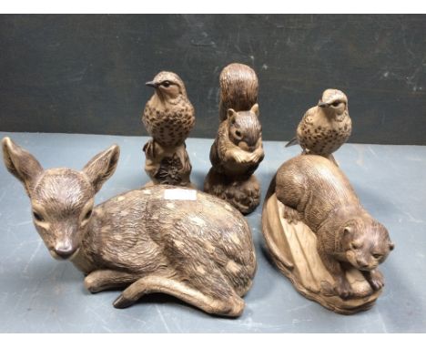 Collection of Poole Pottery stoneware animals designed by Barbara Linley Adams to include fallow deer, otter, squirrel & 2 th