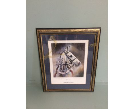 After Louise Wood "Desert Orchid", colour print, 4 further racing prints, an oil on board "The Minstrel" and "Mona Lisa" colo