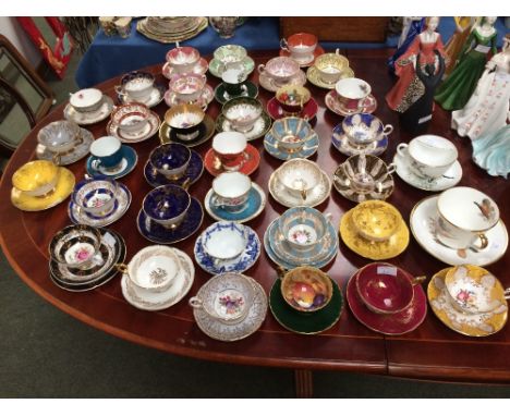 Collection of teacups & saucers made by Paragon, Royal Grafton, Aynsley, Coalport, Athol, Hammersley