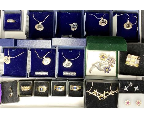 DESIGNER BRAND STERLING SILVER &amp; OTHER JEWELLERY - a mixed collection to include seven pendant necklaces and one ring by 