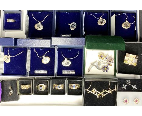 DESIGNER BRAND STERLING SILVER &amp; OTHER JEWELLERY - a mixed collection to include seven pendant necklaces and one ring by 