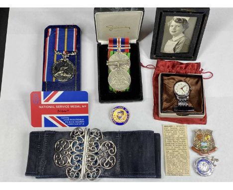 WORLD WAR II, National Service and Nursing Awards relating to SRN C Hughes to include a cased pair of 1939-1945 Defence and V