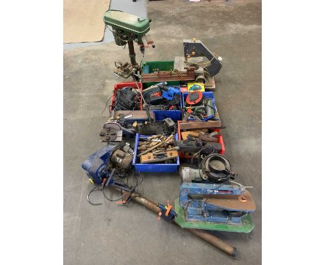 TOOLS - a large assortment to include a pillar drill, band saw, Draper lathe, Clarke scroll saw, ETC, E/T