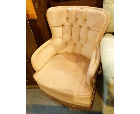 Pink Draylon button back chair