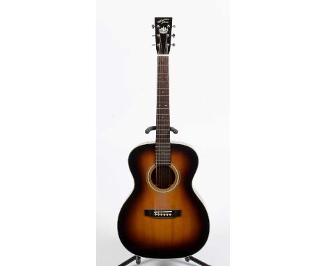 A Recording King RO26SN 000 style acoustic guitar with mahogany back and sides, spruce top, mahogany neck and rosewood fretbo