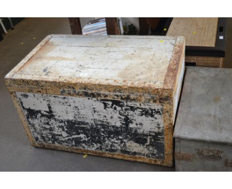 A metal bound and metal lined trunk 