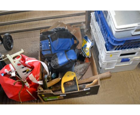 A box of various hand tools