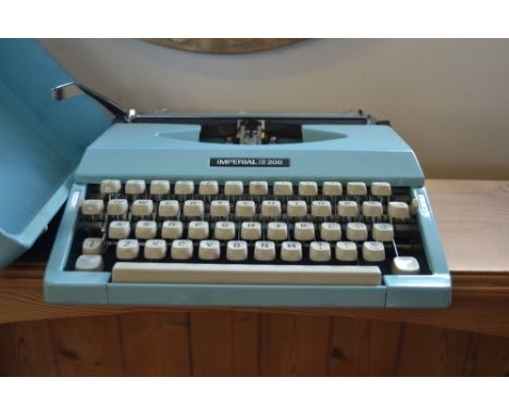 A portable typewriter and carrying case