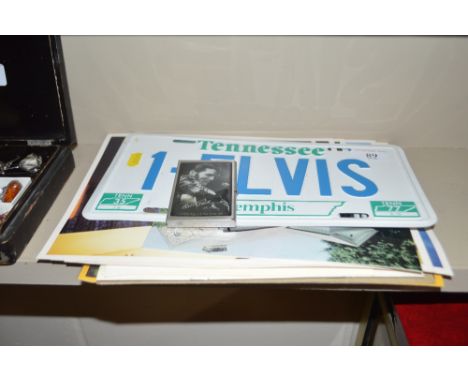 A quantity of mostly Elvis Presley related ephemera to include a modern number plate