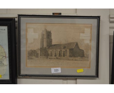 A 19th Century black and white print depicting Aldeburgh Church