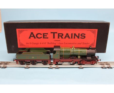 A boxed Ace Trains '0' gauge GWR Bulldog Class 4-4-0, locomotive and tender