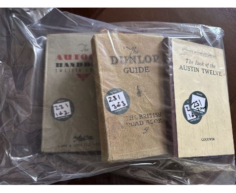 3x 1930s motoring books. One, &ldquo;The book of the Austin Twelve&rdquo;. Two, &lsquo;The Autocar Handbook 12th&nbsp;Edition