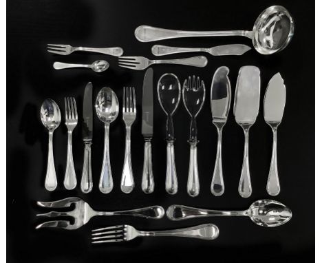Set of silver cutlery, Calegaro. for 12 people. Consisting of 141 pieces: 12 soup spoons, 24 knives, 24 forks, 12 knives, 12 