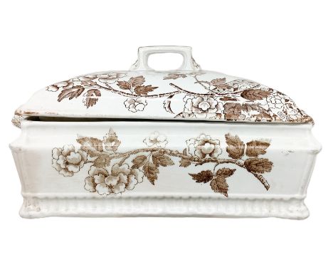 Candyholder in white porcelain with brown floral decoration with Albert / brand J. F. Wileman. Cm 14x27