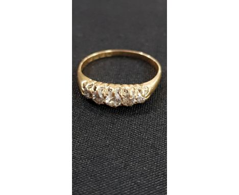 VICTORIAN GOLD AND 5 STONE DIAMOND RING (TESTS TO 9CT GOLD BUT COULD BE 18CT) HALLMARKS WORN