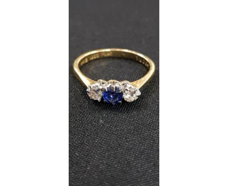 18CT GOLD DIAMOND AND TANZANITE RING 0.20 CARAT OF DIAMONDS
