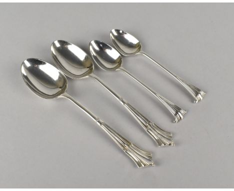 A Pair of Silver Teaspoons by Harrison Fisher &amp; Co Together with a Pair of Onslow Type Pattern Examples, London Hallmark 
