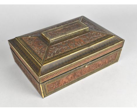 A Vintage Huntley and Palmers Biscuit Tin in the Form of a Sarcophagus Shaped Box in the Indian Style Decorated with Elephant