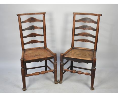 A Pair of 19th Century Ladder Back Side Chairs