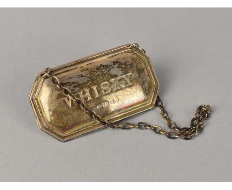 A Silver Decanter Label for Whisky, London Hallmark, 5.5cm Wide