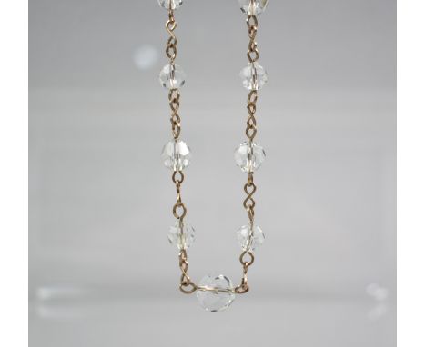 An Early 20th Century Glass and Baton Link Yellow Metal Necklace, 46cms Long