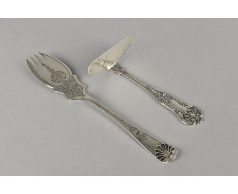 An Edwardian Silver Fish Fork by Hammond, Creake &amp; Co, Sheffield 1905 Together with a Kings Pattern Pusher, Birmingham 19