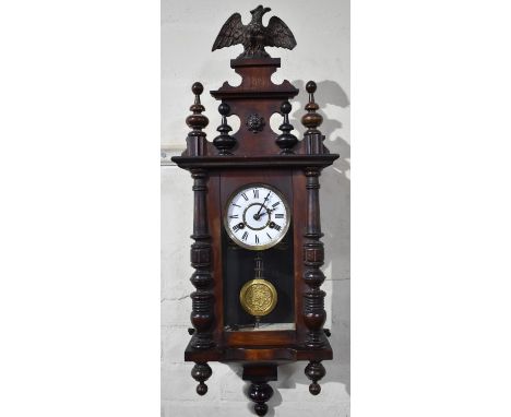 An Edwardian Vienna Style Wall Clock with Eagle Finial