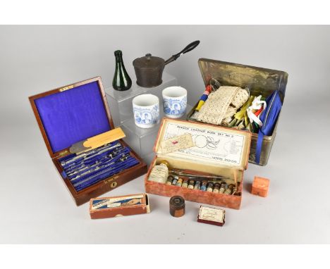 A Collection of Various Vintage and Later Items to Comprise Reeves' Leather Work Set No.2 Box with Some Original Contents, Ma