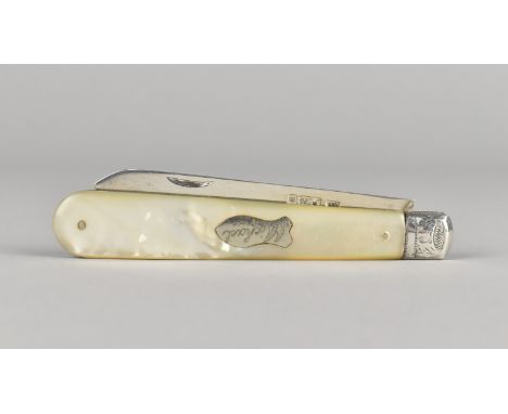 A Silver Bladed Fruit Knife by William Needham with Mother of Pearl Scales, Sheffield 1909 Hallmark, 15.5cm Total Length