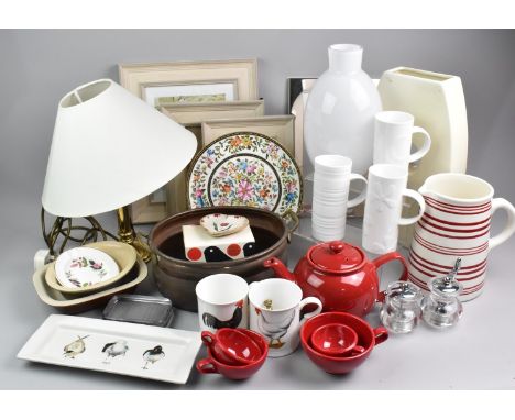 A Collection of Various Sundries to Include Hand Painted Floral Decorated Plate with White Jewelled and Cobalt Blue Insets, C